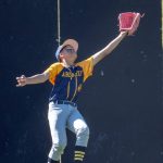 PHOTO BY FOREST WORGUM Aberdeens Damien Lopez reaches back to make a catch during a Little League District 3 Major Tournament game on Sunday in Montesano.