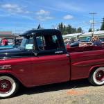 Oakvilles Brian Dahl and Judy Lindholm showcase their 1959 Chevy Apache 3100 pickup at the Scoot the Route Car Show in Oakville Saturday.