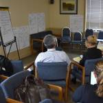 Jerry Knaak photos / The Daily World
Consultant Thomas OConnor leads Grays Harbor County Commissioners Georgia Miller, Rick Hole and Vickie Raines, and County Administrator Sam Kim and Clerk of the Board Wendy Chatham through an exercise at a retreat on March 31.