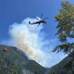 InciWeb photos
Skycrane returns for a bucket refill on Lake Cushman Thursday