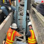 WSDOT photos
Bridge crews fabricated steel supports to fasten to the corroded beam on the aging bridge. Due to the age of the structure, many of its replacement parts must be custom made.