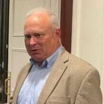 Jerry Cornfield / Washington State Standard
State Rep. Jim Walsh of Aberdeen is speaking to reporters about being elected chair of the Washington State Republican Party, on Aug. 12, 2023 in Olympia.