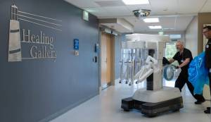 Harbor Regional Health
Harbor Regional Health workers roll in new da Vinci 5 world-class surgical technology equipment.