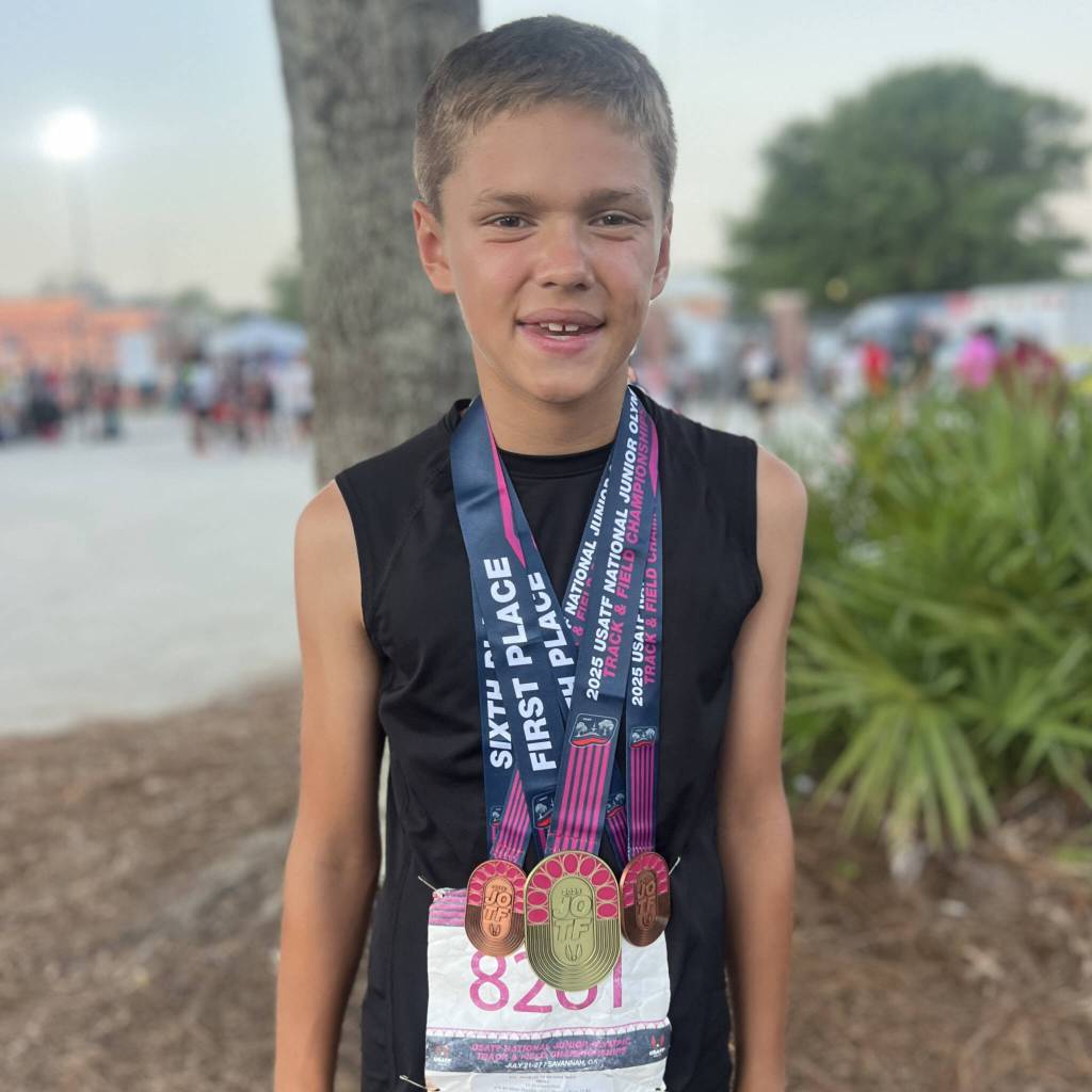 SUBMITTED PHOTO Ocean Shores Jared Fry won multiple medals, including gold, at the USATF National Championships last week at Savannah State University in Georgia.