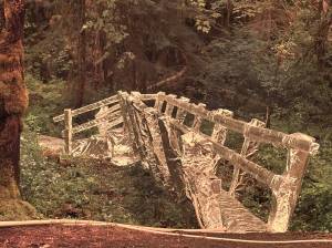 National Park Service
The Bear Gulch Fire in the Olympic Peninsula continues to burn. A bridge is wrapped for protection in the area.