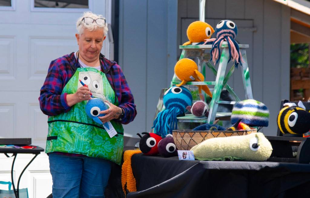 Felted soft sculptures at Gina McCauleys studio