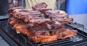 Jerry Knaak photos / The Daily World
Delectable ribs on a rack at Summerfest 2025 on Saturday in downtown Aberdeen.
