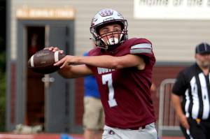 DAILY WORLD FILE PHOTO 
Montesano quarterback Tyson Perry and the Bulldogs will face La Center in a key Week 1 matchup on Friday in La Center.