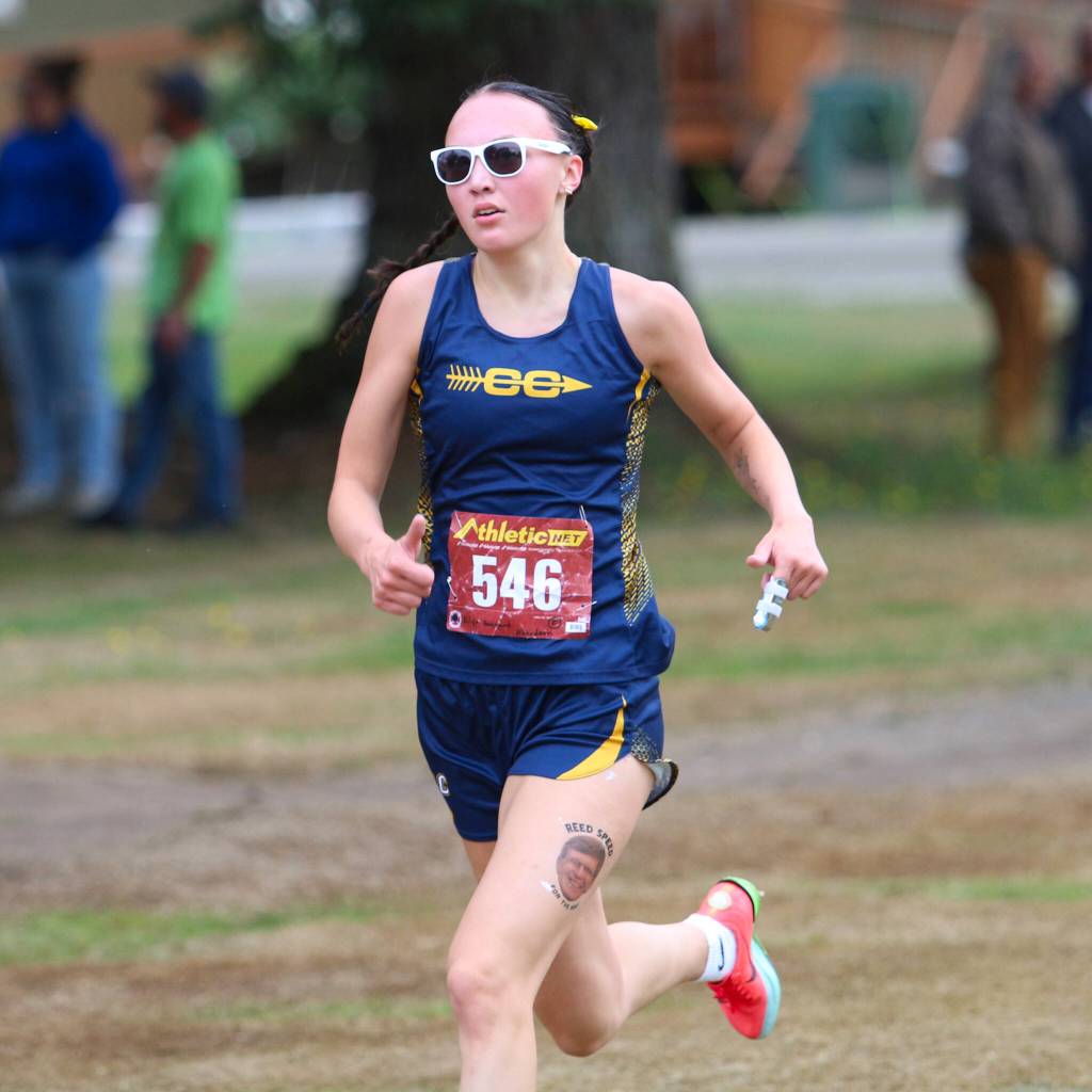 RYAN SPARKS | THE DAILY WORLD Aberdeens Ailyn Haggard cruised to victory in the girls varsity race of the Elma XC Relays on Saturday at Oaksridge Golf Course in Elma.