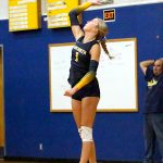 RYAN SPARKS | THE DAILY WORLD Aberdeen libero Sophia Knutson serves up one of her game-high 11 aces during a victory over Hoquiam on Thursday at Aberdeen High School.