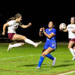 PHOTO BY MIKE ROBERTS Elmas Paiton Flores (12) attempts to avoid a W.F. West player during a 3-0 loss to W.F. West on Thursday at Davis Field in Elma.