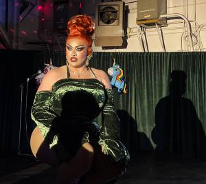 Kyndra Burkland photos / For The Daily World
Drag queen Justice Tall performs Saturday evening at the annual Love Reigns: Grays Harbor Pride Festival.