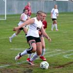 RYAN SPARKS | THE DAILY WORLD Ocosta sophomore forward Bristol Towle (foreground) returned to the pitch after a lengthy knee injury in a 1-1 tie with Hoquiam on Tuesday in Hoquiam.