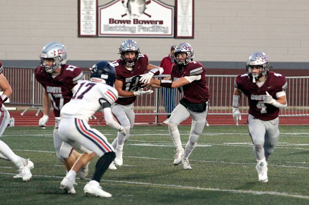 DAILY WORLD FILE PHOTO 
Montesano offensive players (from left) Terek Gunter, Toren Crites, Tyson Perry and Zach Timmons will lead the Bulldogs when they take on Napavine on Friday.