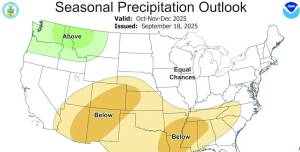 NOAA
The Pacific Northwest is predicted to be heading back into a typical rainy autumn.