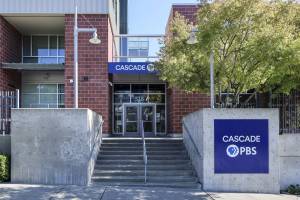 Kevin Clark / The Seattle Times
Cascade PBS First Hill office on Monday. The Seattle-based public media organization is laying off news writers and their editors, due to sharp cuts in federal support for PBS.