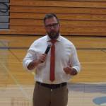 The opening speakers for Rep. Emily Randalls town hall included Chris Nesmith, Elma School District Superintendent, who discussed the value of offering workforce training programs in high school.