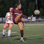 PHOTO BY FOREST WORGUM Montesano forward Jaelyn Butterfield scored two goals in the Bulldogs 4-0 win over Tenino on Thursday at Montesano High School.
