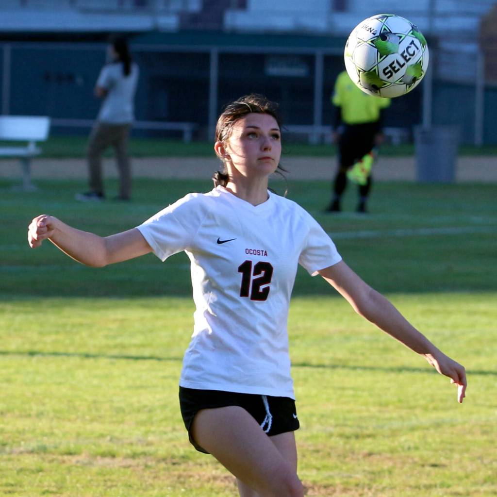 DAILY WORLD FILE PHOTO Ocostas Scarlett Nelson, seen here in a file photo, was one of four Wildcats to score their first goal of the season in a 7-0 win over Ilwaco on Thursday at Ilwaco High School.