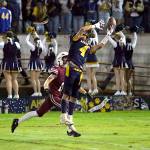 RYAN SPARKS | THE DAILY WORLD Aberdeen defensive back Adonis Hammonds (4) breaks up a pass intended for Hoquiam receiver Ethan Byron during Aberdeens 43-7 victory in the 120th Myrtle Street Rivalry on Friday at Olympic Stadium in Hoquiam.