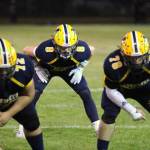 DAILY WORLD FILE PHOTO 
Aberdeens Dylan Brown (72), Sam Schreiber (8) and Cole Nylander (78) line up for a play during a game against Hoquiam on Sept. 26. The Bobcats face W.F. West in a key 2A Evergreen Conference game on Friday in Chehalis.