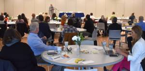 Jerry Knaak photos / The Daily World
Grays Harbor College President Dr. Carli Schiffner welcomes the attendees to the 3rd Annual Health Symposium.