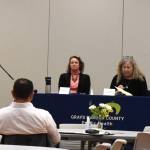 Grays Harbor County Public Healths April Bachtell moderates a panel discussion with Dr. Shawn Andrews of Summit Pacific Medical Center (far right), Coleen Chapin of the Quinault Wellness Center (middle) and Angela Crowley of Behavioral Health Resources Rehab on mental health and substance use disorders.