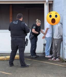 Ezra McCampbell
Police detain two juveniles caught breaking into the Old American Legion Building located at 3rd and Duryea Street in downtown Raymond.