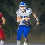 PHOTO BY FOREST WORGUM 
Elma quarterback Isaac McGaffey, seen here in a file photo, will lead the Eagles when they take on Montesano in the East County Civil War on Friday in Elma.