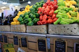 Joe Raedle / Getty Images
Vegetables on display in a grocery store on August 15. Wholesale prices for fresh vegetables soared by 38.9%  a record amount  last month, according to the U.S. Bureau of Labor Statistics.