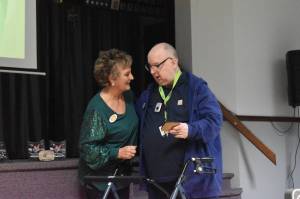 Jerry Knaak photos / The Daily World
Dee Dee Garman presents an award to Andy, a newsroom assistant at The Daily World.