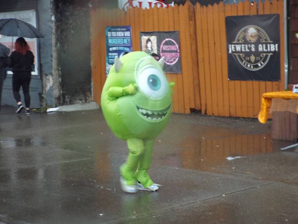 Andrea Watts / The Daily World
Mike Wazowski from Monsters Inc was one of several Disney costumes at the Halloween Fall Fest in Elma.