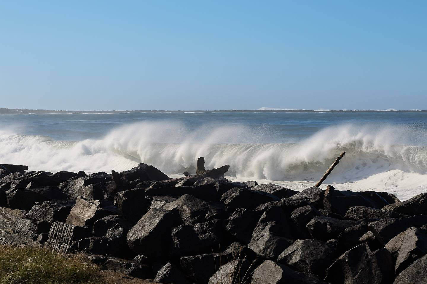 South Bay Inn
Surf splashes into the rock jetty in Westport. King tides have arrived on the coast today. The high tides will last through Friday.