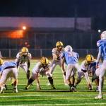 ERICA MCCRORY | MCCRORY PHOTOGRAPHY Aberdeen quarterback Mason Hill (2) stares down the Mark Morris defense during the Bobcats 18-0 victory in a 2A play-in game on Tuesday in Longview.