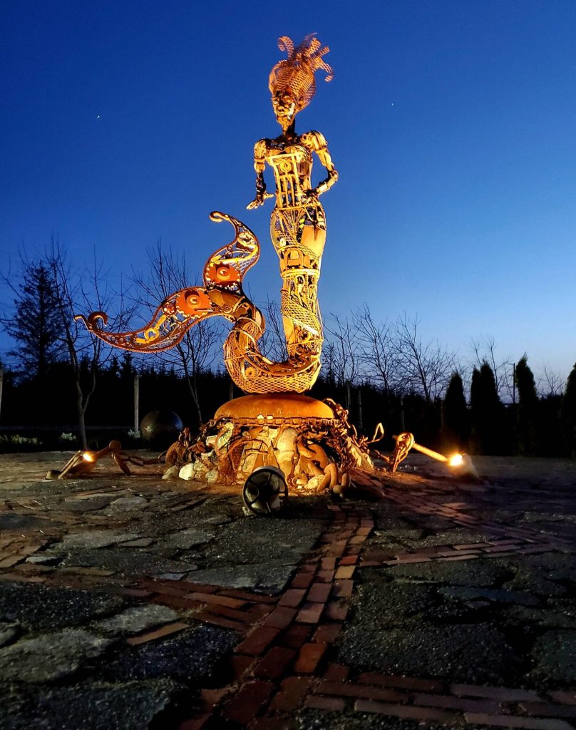 Mermaid art on the grounds of the Westport Winery Garden Resort