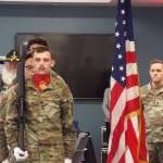 Andrea Watts photos / The Daily World 
Presentation of Colors was by JBLM Unit 13 FAR (Field Artillery Regiment): 1st Sgt. Poe, Sgt. Pacheo, Spc. Mendoza, and Spc. Patton. Francheska Poe, a member of Summit Pacifics HR team, asked her husband if they could do the Presentation of Colors and command approved it. They saw it as a great way to get into the community and represent, she said.