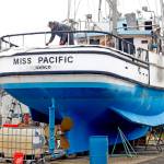 Luke Whittaker photos / Chinook Observer
F/V Miss Pacific owner Isaac Ellingson spent the last several months at the Ilwaco boatyard overhauling his boat in preparation of the upcoming commercial crab season, including installing a new generator, tank, plumbing, deck and railing.