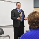 Oakville School District Superintendent Rich Staley gave a detailed presentation at Showcase Oakville. (Jerry Knaak / The Daily World)