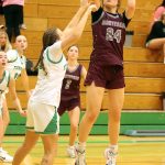 PHOTO BY HAILEY BLANCAS
Montesano forward Jillie Dalan (24) shoots during a 41-37 loss to Tumwater on Thursday at Tumwater High School.