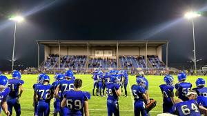 SUBMITTED GRAPHIC 
A graphical rendering shows what Elma High Schools Davis Field grandstand project might have looked like during a game once completed. The plan to upgrade the facilities appears to have died before breaking ground after a private fundraising entity released a statement on Sunday that it decided to discontinue the project.