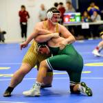 ERICA MCCRORY | MCCRORY PHOTOGRAPHY Aberdeens Landon Hamblin (top) gains control over Port Angeles Michael Willhelm during the 285-pound final at the Larry Brown Invitational on Saturday at Fife High School.