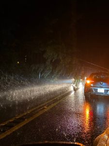 CJ Ripley
A downed tree blocks traffic on state Route 109 Tuesday night just before midnight.