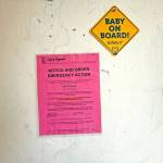 Pictured is the notice placed on the door of Jason Marshalls apartment unit condemning the apartment complex and informing him that he had until Monday to vacate before the units are boarded up. Marshall was scrambling to save as many of his belongings as possible, although he expects most will have to be left behind.