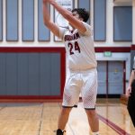 PHOTO BY FOREST WORGUM Hoquiam guard Lincoln Niemi hits one of his six 3-pointers to surpass 1,000 points for his prep career during a 69-52 win over Steliacoom on Saturday at Hoquiam Square Garden.