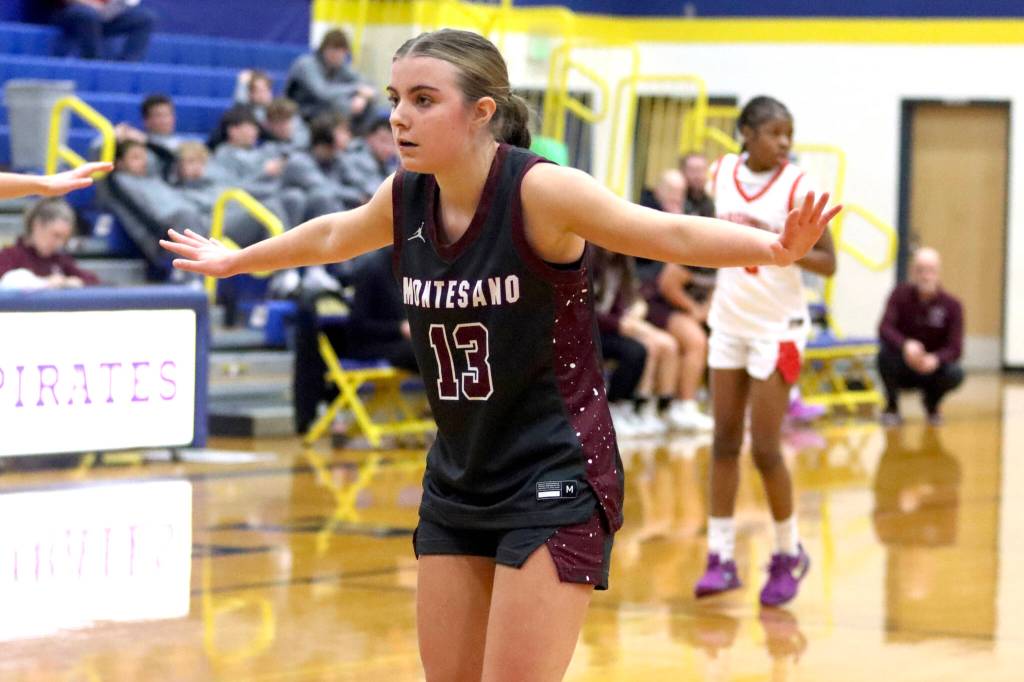 PHOTO BY HAILEY BLANCAS Montesano freshman Ashlyn Lytle had six points, five rebounds and five assists in the Bulldogs 51-22 win over Franklin Pierce at the Adna Holiday Classic on Monday in Adna.