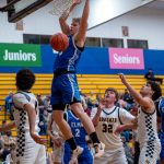 PHOTO BY FOREST WORGUM Elmas Isaac McGaffey throws down a two-handed dunk during the second quarter of a 68-66 win over Aberdeen on Tuesday at Sam Benn Gym in Aberdeen.