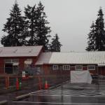 The new gym at Satsop School is still under construction and will be finished at the end of February. Having a higher ceiling will allow students to play basketball indoors. (Andrea Watts / The Daily World)