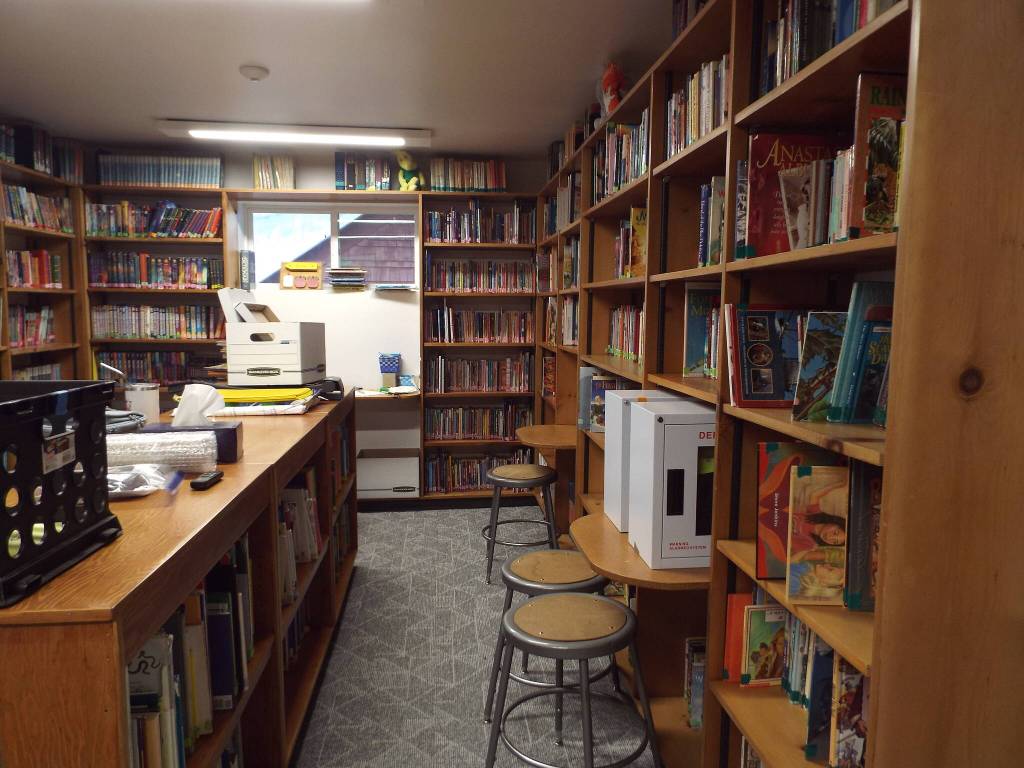 In the library, shelves were sanded and stained; on Friday, all the books were shelved and ready for checkout. I would say the biggest reaction was to the library. Everyone gasped when they saw it! said Sarah Protheroe, the fourth- through sixth-grade teacher and leader of the restoration project. (Andrea Watts/ The Daily World)