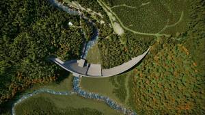 This rendering of a proposed water retention structure on the Chehalis River near Pe Ell was provided by the Chehalis River Basin Flood Control Zone District.