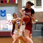 PHOTO BY FOREST WORGUM Montesanos Ashlyn Lytle (left) strips the ball from Hoquiams Makalah Haskey during the Bulldogs 40-28 loss on Friday in Montesano.
